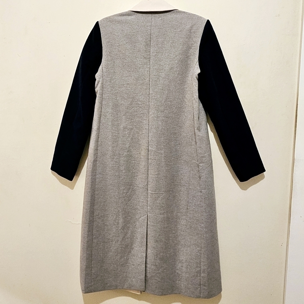 BLDWN Colorblock Long Trench Coat Navy, Crm, Gray - Picture 9 of 9